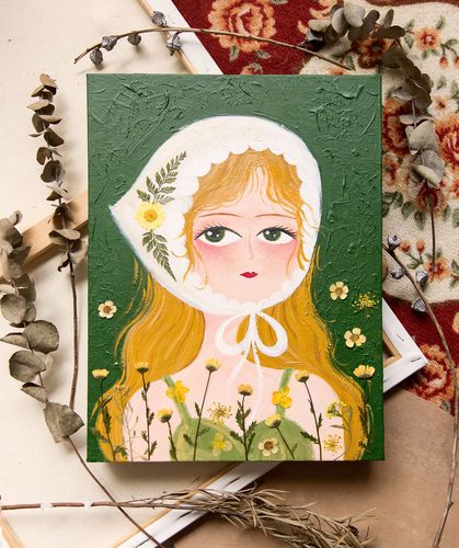 泽衫原创插画 丙烯画 女孩创意绘画 手绘