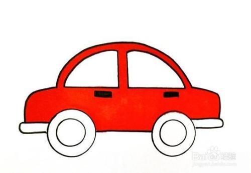 生活常识 1 先画上一个小汽车的形状,上方是弧形的,下面画上两个轮子