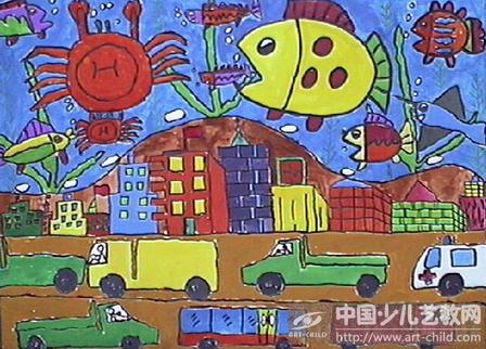 儿童画-海底隧道-《少儿画苑》第04届国际少儿书画大赛获奖作品