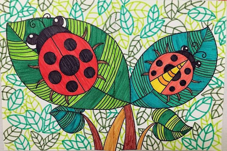 香洲街道中心小学"停学不停课"美术篇一一《瓢虫的花衣裳》