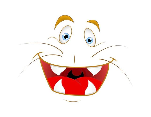 卡通动物的脸笑表达矢量插画