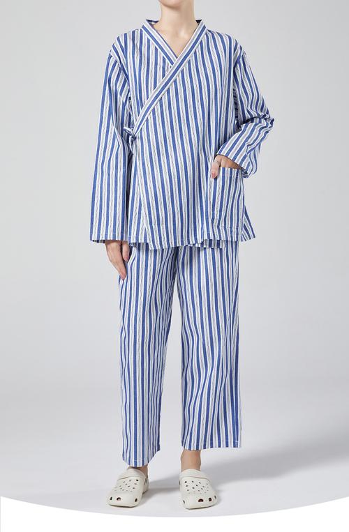 病号服系带条纹病号服男款偏襟分体套装睡衣医院患者病人服卧床护理服