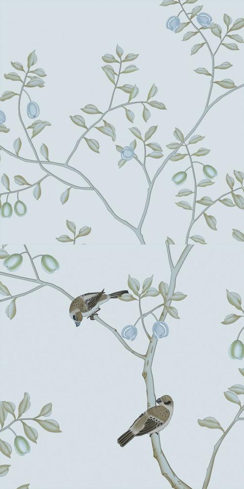 格物印画 淡雅花鸟壁纸 美式家居 电视沙发卧室背景墙