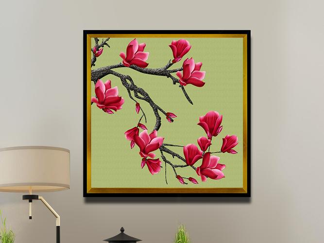 独特简约玉兰花意境装饰画新中式花鸟挂画