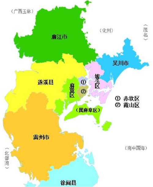 湛江市行政地图