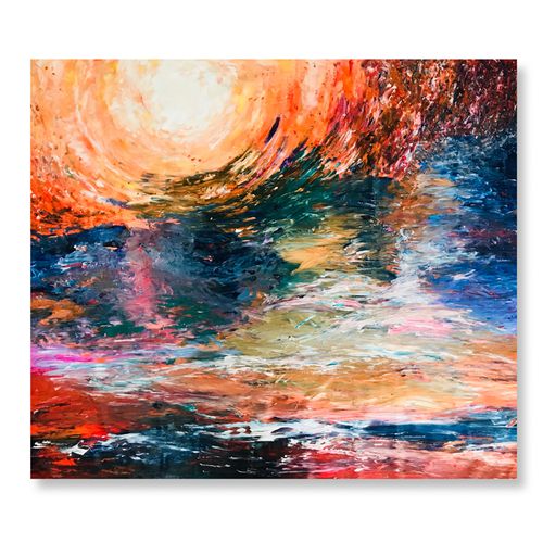 莫奈日出改版纯手绘抽象油画丙烯画可定制装饰画印象派(亦同)