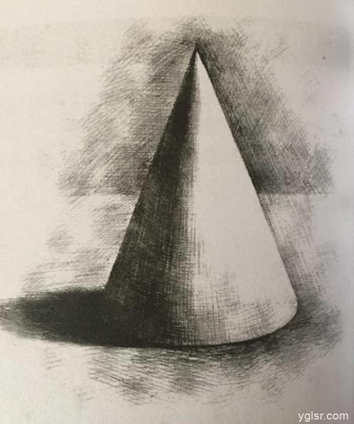 一个老实人 绘画教程 零基础学素描 几何体素描 素描圆锥体步骤画法和