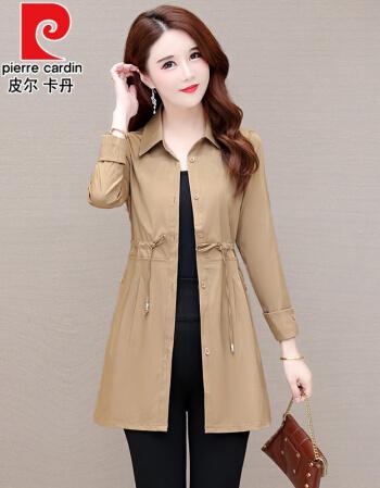 皮尔卡丹品牌女装小个子短款色风衣外套2021年秋季新款女收腰修身洋气