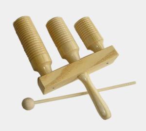 加沟螺纹三音梆子 中高低音梆子 双响筒奥尔夫乐器幼儿园早教教具