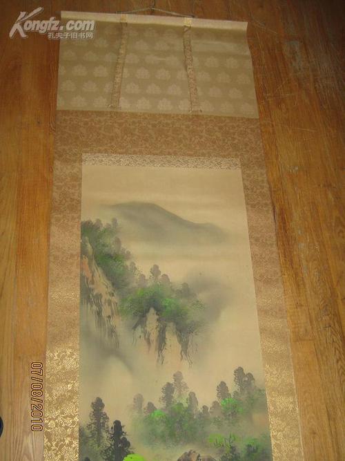 【图】◆昭和时期日本著名画家铃木春峰手绘山水画「青绿山水図」原作