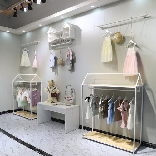 服装店展示架上墙货架童装店创意落地式白色中岛架流水台免费排版