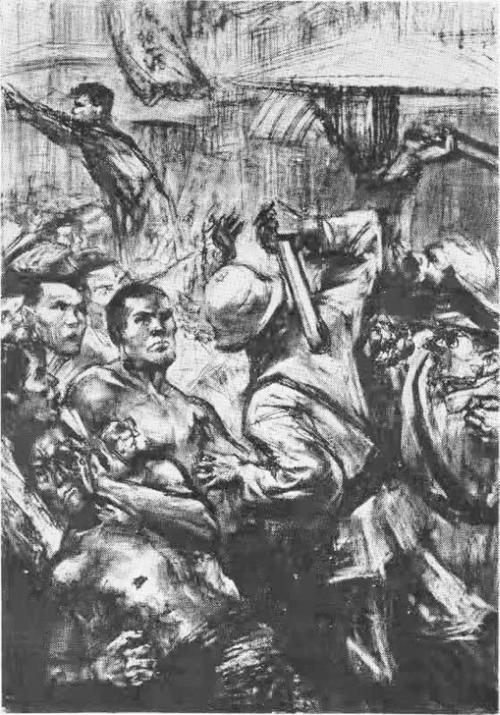 裘沙回忆素描组画《黄浦江边革命的怒潮》创作过程