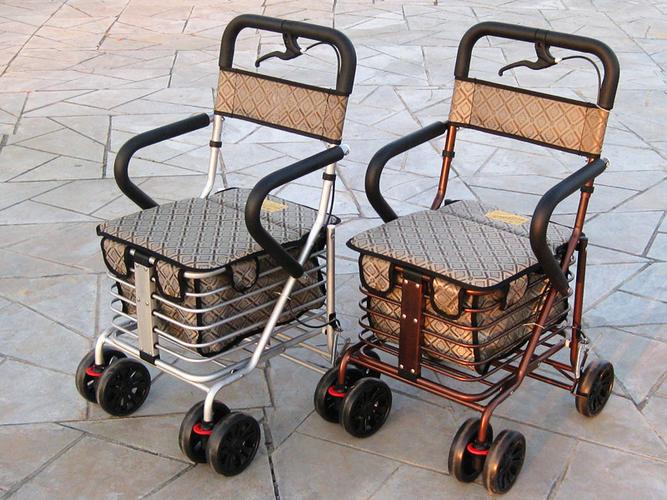 老年购物车手推车买菜四轮代步车老人带轮带座推椅助行器可坐折叠