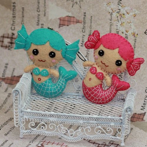 鑫晴 手工布艺 不织布免裁剪材料包 人鱼情侣挂件 1281