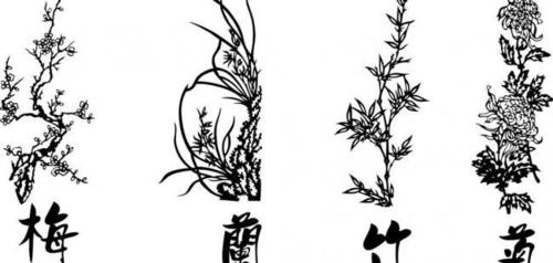 梅兰竹菊四君子图图片(ai,矢量图)