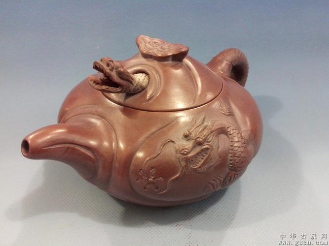 收藏极品民国朱可心款《鱼化龙》紫砂壶