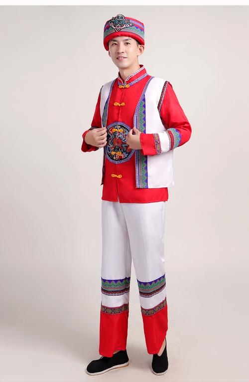 新款民族服装男士壮族纳西族瑶族少数民族刺绣演出服苗族舞蹈服装
