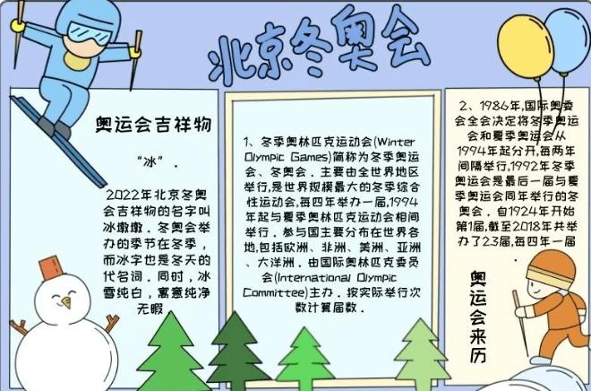 2022北京冬奥会手抄报模板(图片 文字),给孩子收藏!