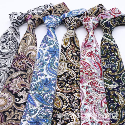 男士棉印花腰果花领带 欧美时尚休闲领呔 新郎伴郎 厂家个性定做