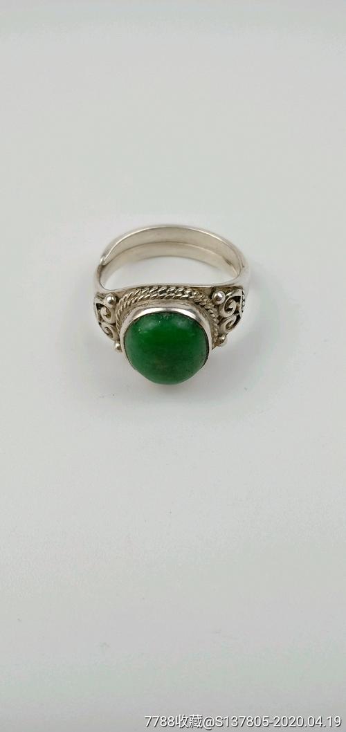 满绿翡翠戒指纯银翡翠戒指满绿色真翡翠戒指老翡翠戒指保真翡翠