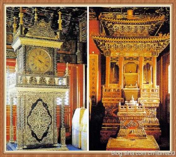 交泰殿左侧为中国古代计时器铜壶滴漏,右侧置大自鸣钟.