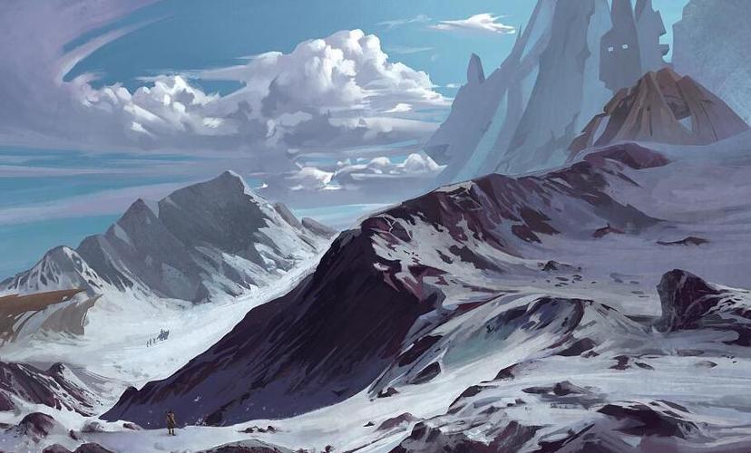 新人如何入门画场景?雪山怎么画?