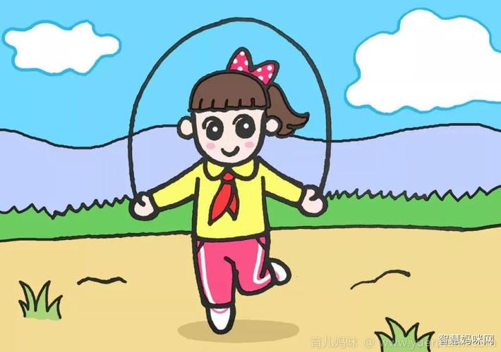 跳绳的小女孩简笔画