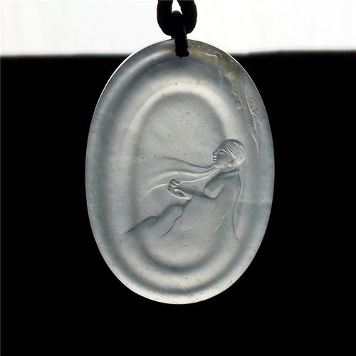 玉雕大师王朝阳【暗香高】冰种冰白天然翡翠吊坠作品鉴赏