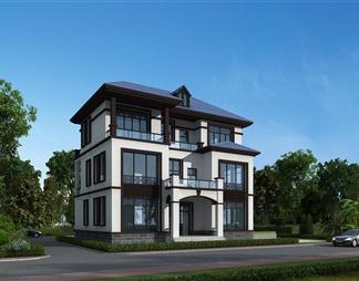 新中式独栋别墅3d模型