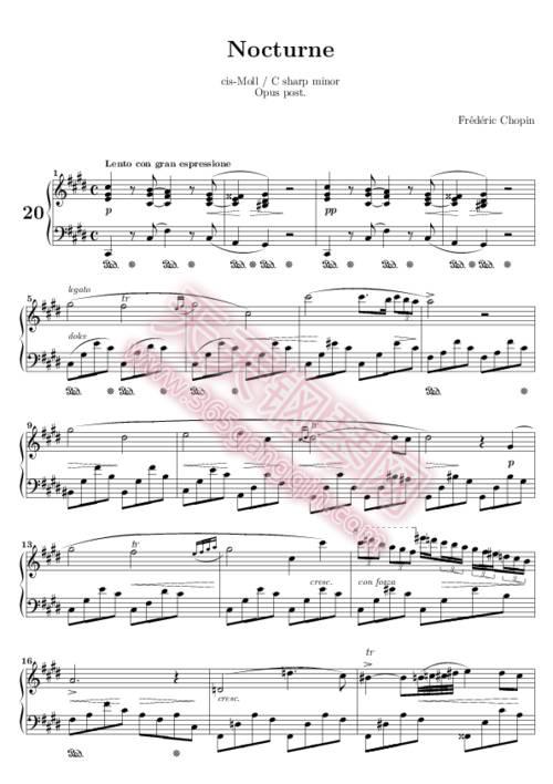 天天钢琴网-免费下载chopin - nocturne no.20 in c-sharp minor op.