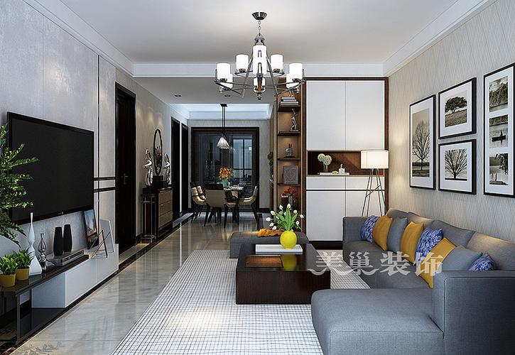 美巢郑州百合花苑现代风格装修110平两室两厅样板间