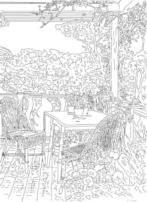 喜欢画阳台,越复杂越好,富有挑战性.这是又一幅露台.