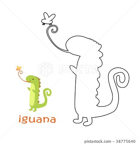 插图素材: kids coloring page - iguana