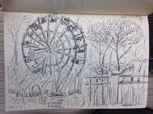 水车(中性笔写生)