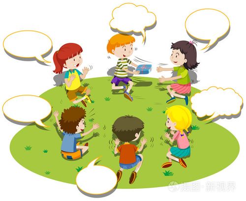 孩子坐成圈,和玩游戏