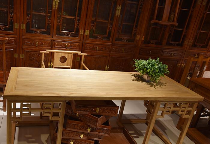 新中式老榆木茶桌椅实木书桌大板书法桌画案免漆精品家具禅意茶台