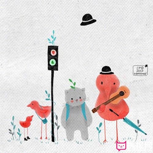 简单的手绘插画图片,我爱的这个世界