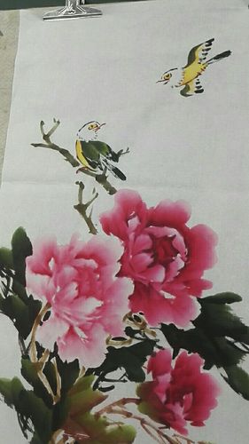 连接白头翁与牡丹花的小枝