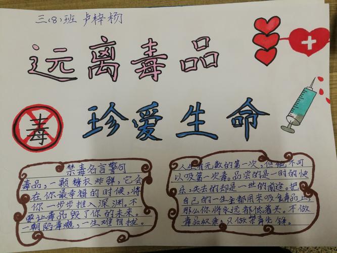 三八班小学生禁毒手抄报活动报道