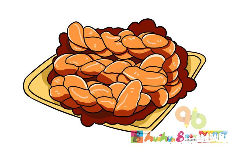 伍佑糖麻花简笔画,伍佑糖麻花图片,伍佑糖麻花简笔画画法,食物简笔画