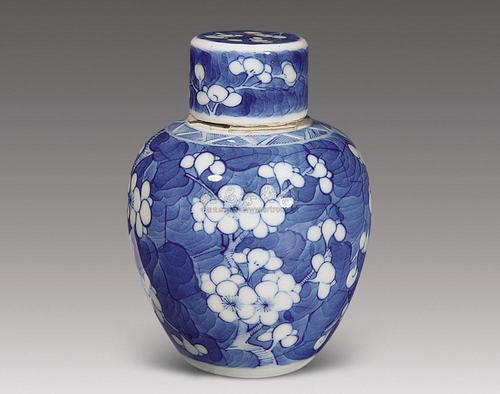 0609 清光绪 青花冰梅纹盖罐