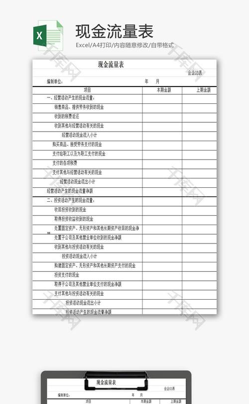 现金流量表excel模板