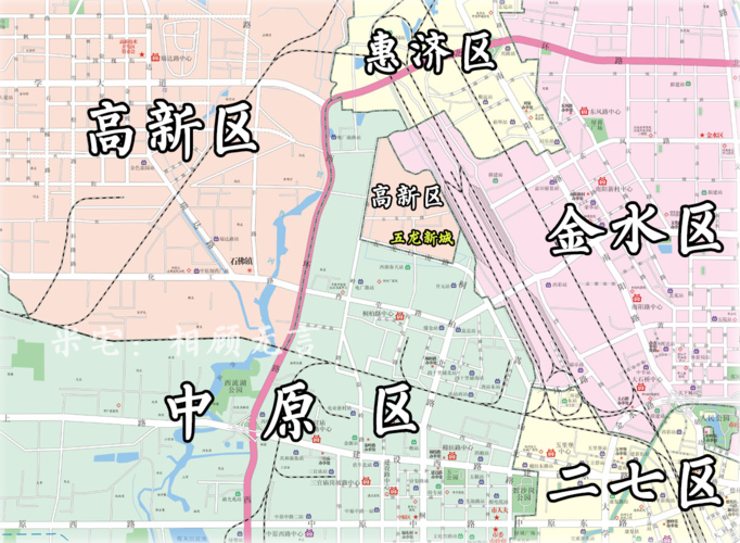 附图是比较早期的郑州行政区划分,仅供大家参考.