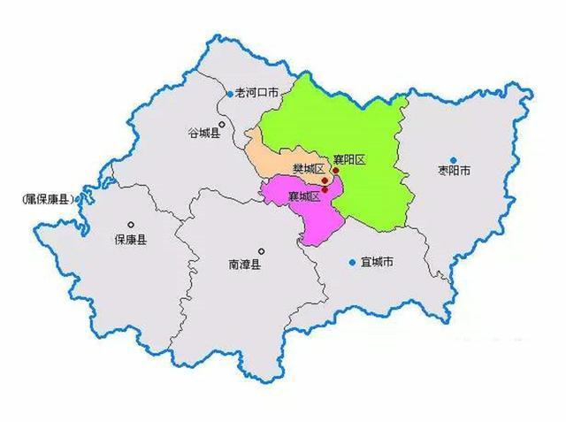 湖北省襄阳市的行政区划地图