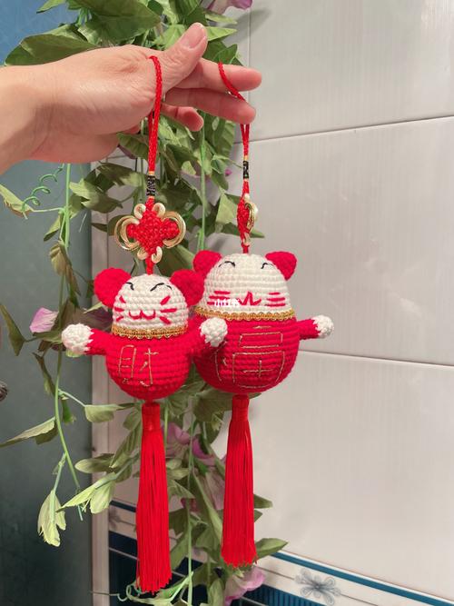 招财猫车挂(图解参考)_车挂_招财猫_钩针编织_兴趣爱好_手工