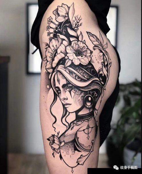 纹身图案 纹身素材 女生纹身 女生大腿纹身 女生私密部位纹身 超级
