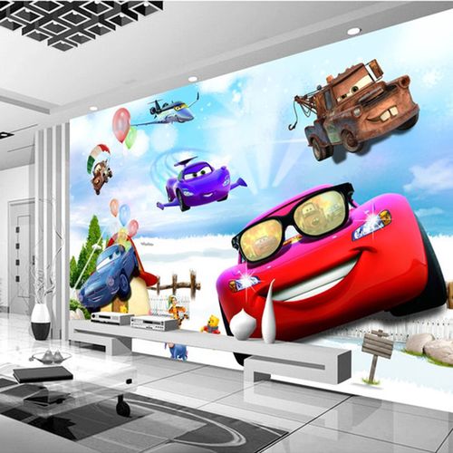 男孩儿童卧室卡通麦昆赛车汽车总动员墙纸房间防水墙贴画壁纸