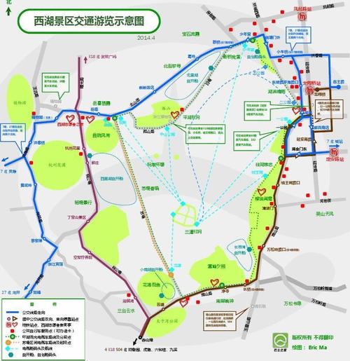2014.4西湖景区交通游览示意图