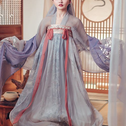 汉服女南歌子绣花印花齐胸襦裙汉服中大袖非古装女装