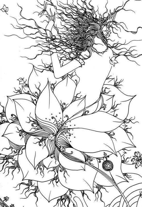 黑白线描黑白创意装饰画线稿线描